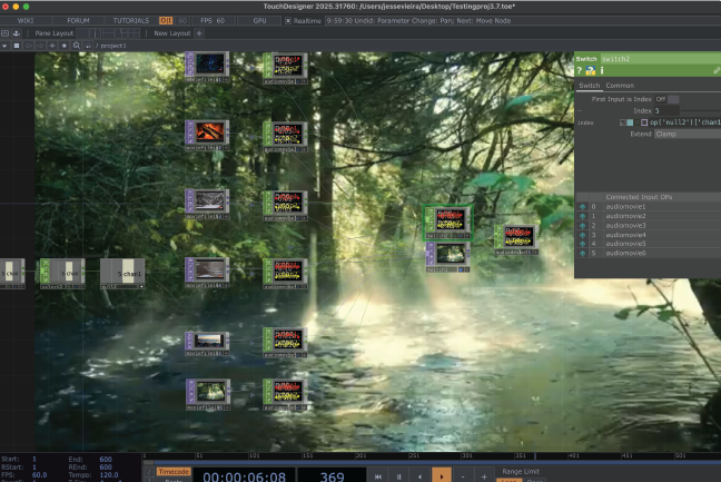 Eventually I found that I had to remove all the audio out chops and then put one after the switch chop and it worked perfectly.